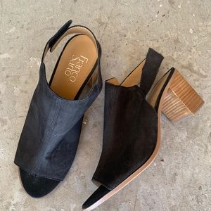 FRANCO SARTO HELIX BLACK SUEDE SANDAL